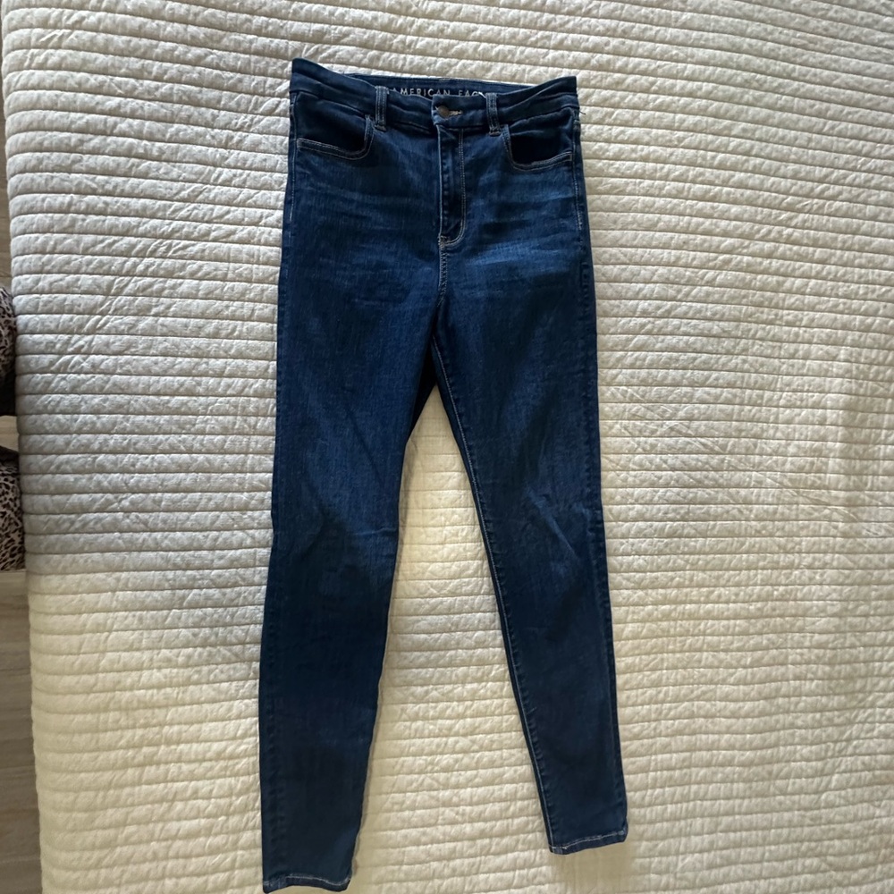 Dark Blue Women's American Eagle Curvy Super Hi-Rise Jegging size 8 Long